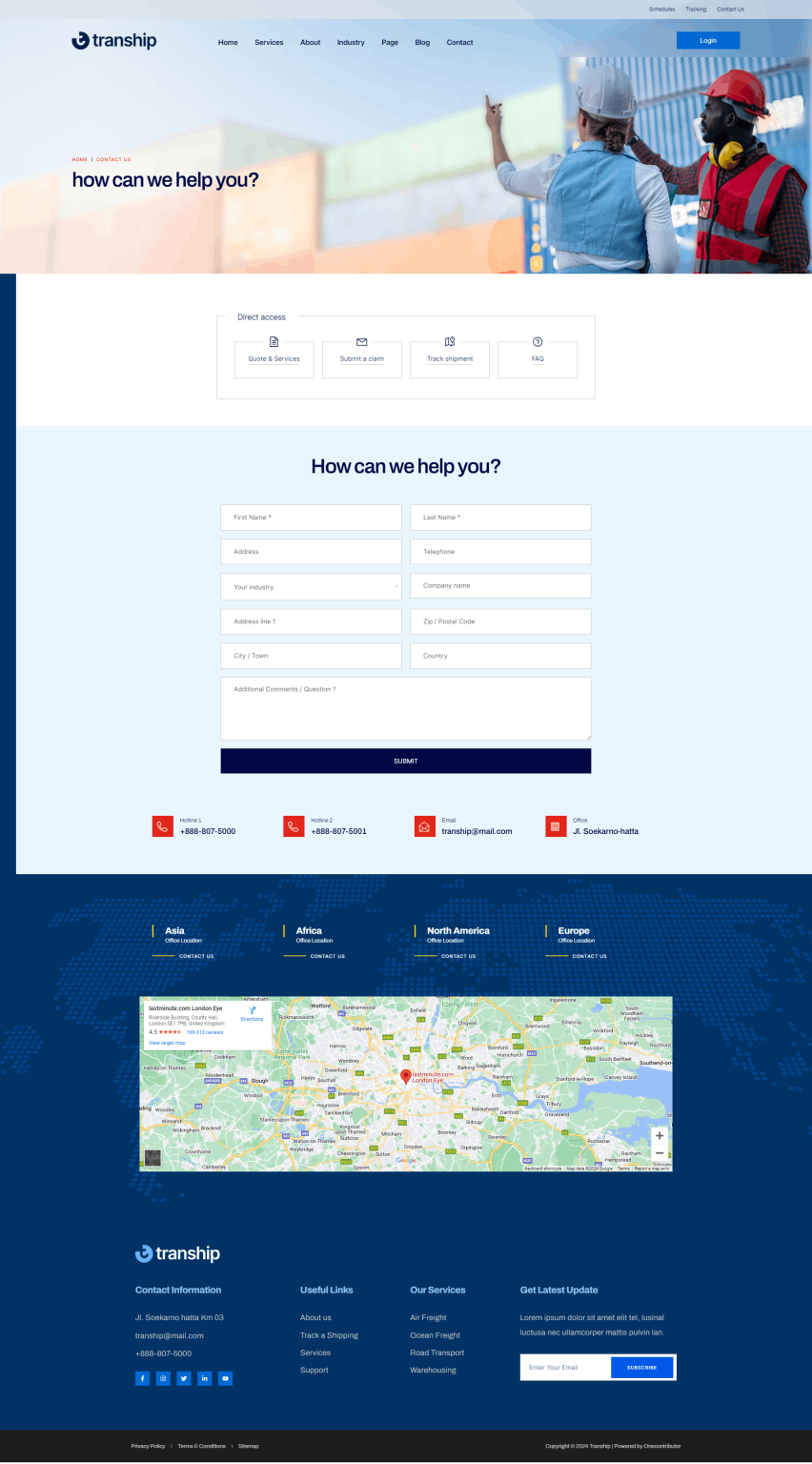 Download Tranship - Logistics & Transportation Services Elementor Template Kit