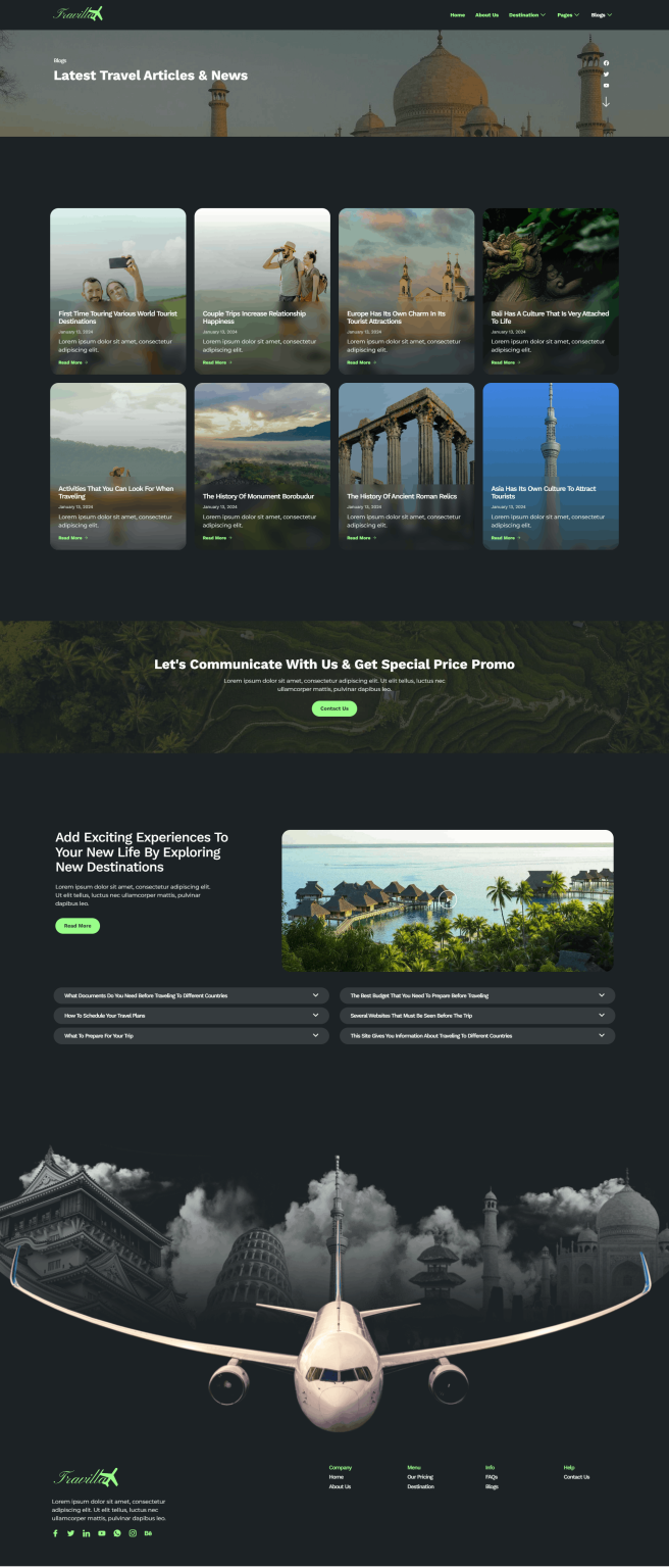 Download Travilla - Travel & Accommodation Elementor Template Kit