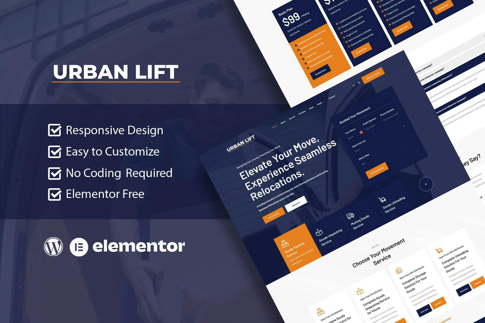 Download UrbanLift - Moving Company Service Elementor Template Kit