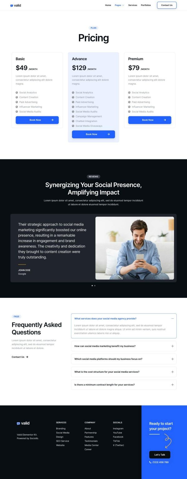 Download Valid - Social Media & Digital Marketing Agency Elementor Template Kit