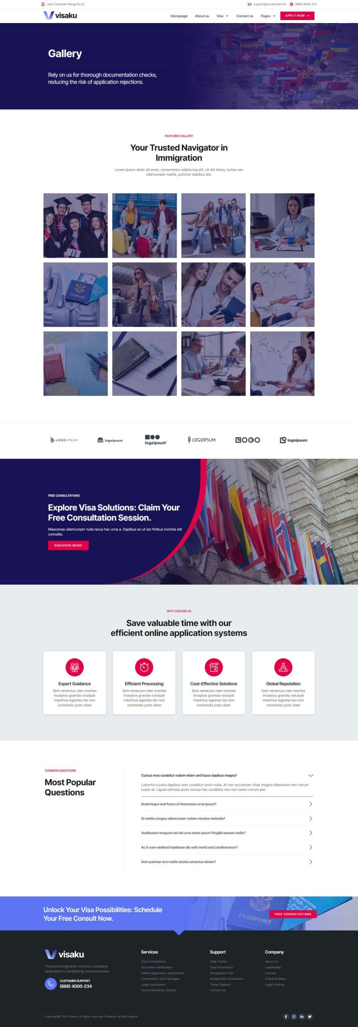 Download Visaku - Immigration & Visa Consulting Elementor Pro Template Kit