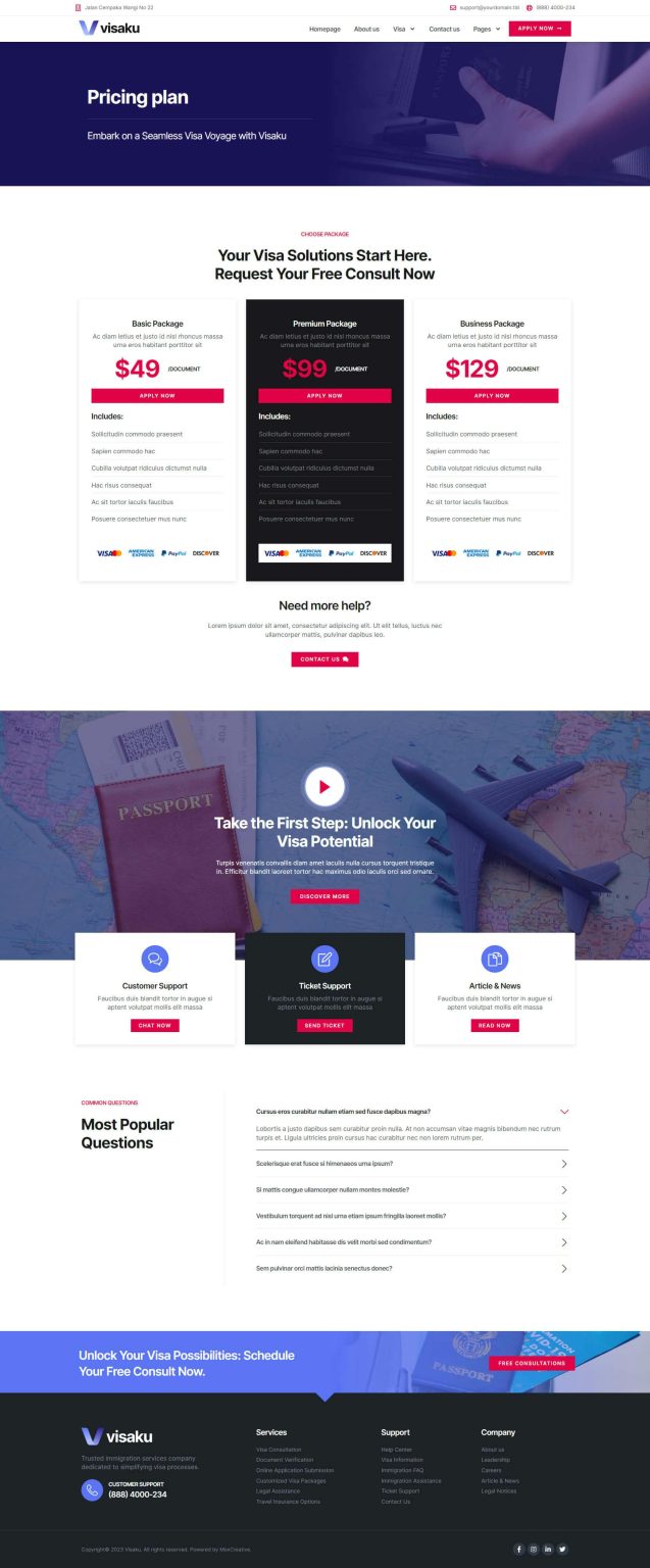 Download Visaku - Immigration & Visa Consulting Elementor Pro Template Kit