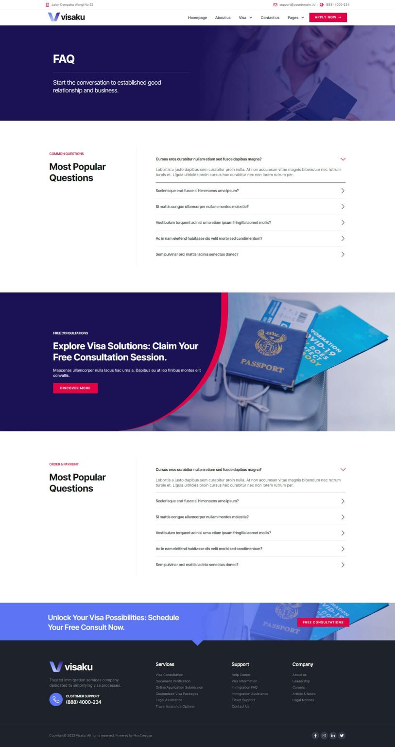 Download Visaku - Immigration & Visa Consulting Elementor Pro Template Kit