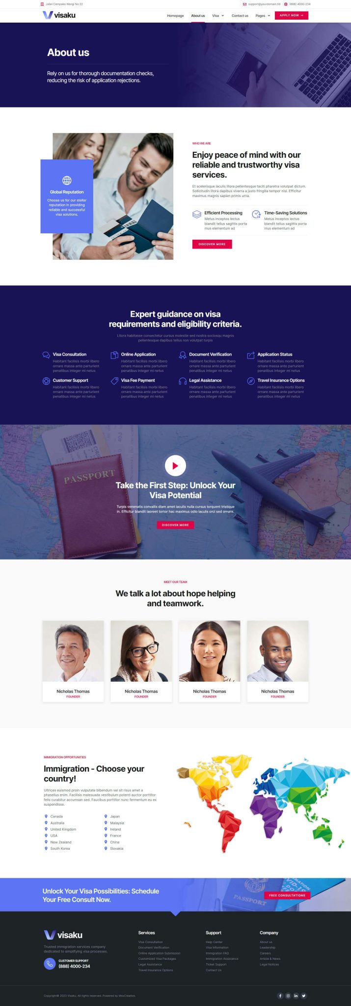 Download Visaku - Immigration & Visa Consulting Elementor Pro Template Kit