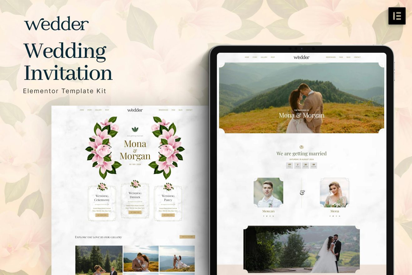 Download Wedder - Wedding Invitation Elementor Template Kit