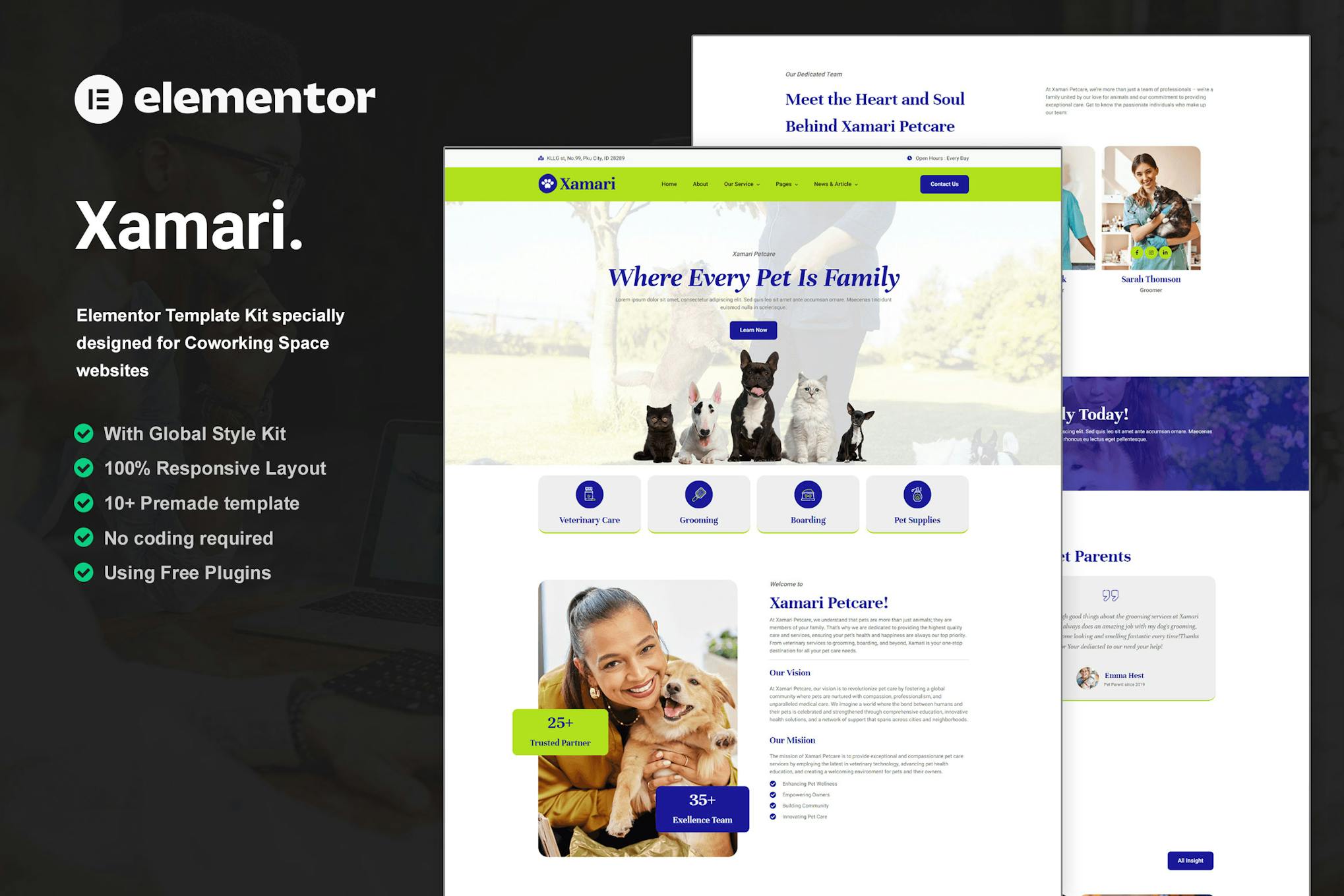 Download Xamari - Pet Care Services Elementor Template Kit