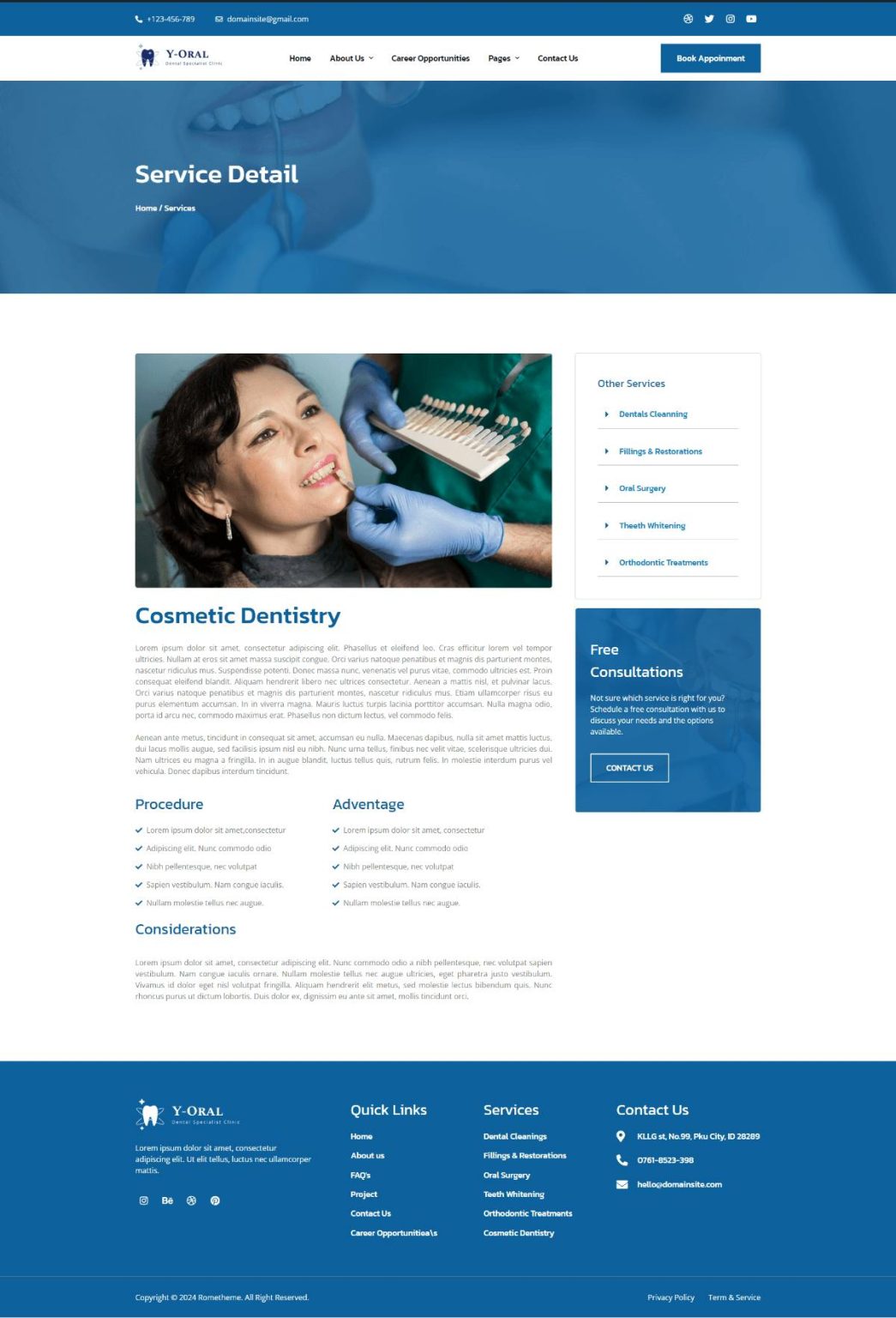 Download Y-Oral - Dentist & Dental Clinic Elementor Template Kit