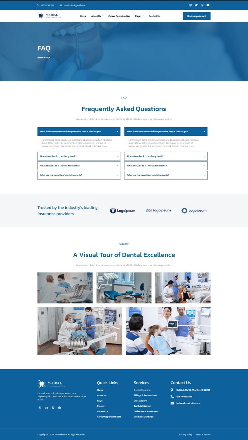 Download Y-Oral - Dentist & Dental Clinic Elementor Template Kit