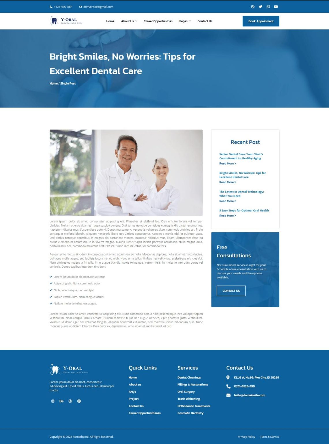 Download Y-Oral - Dentist & Dental Clinic Elementor Template Kit