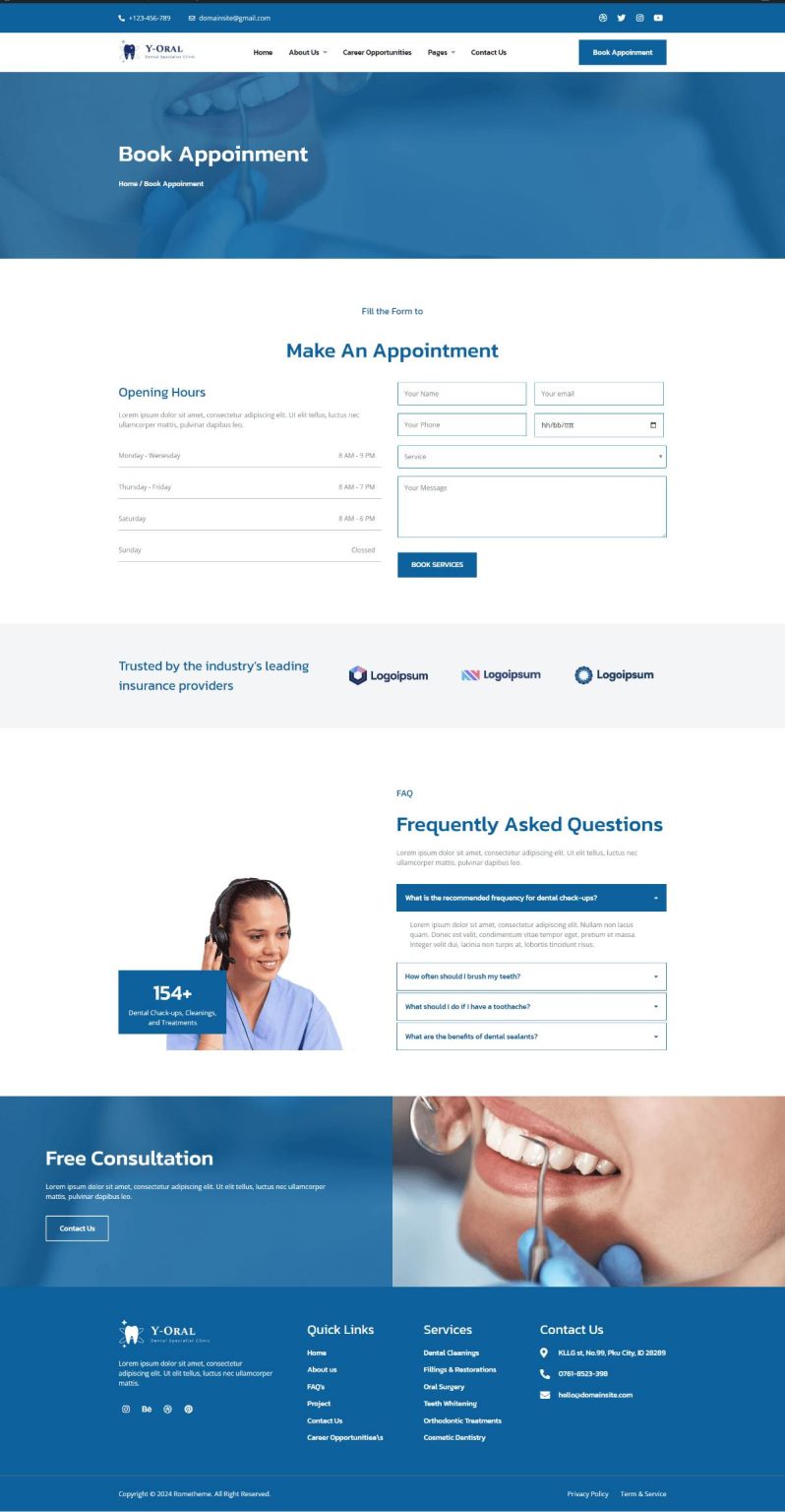 Download Y-Oral - Dentist & Dental Clinic Elementor Template Kit