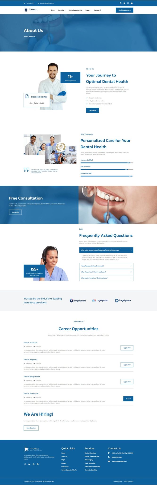 Download Y-Oral - Dentist & Dental Clinic Elementor Template Kit