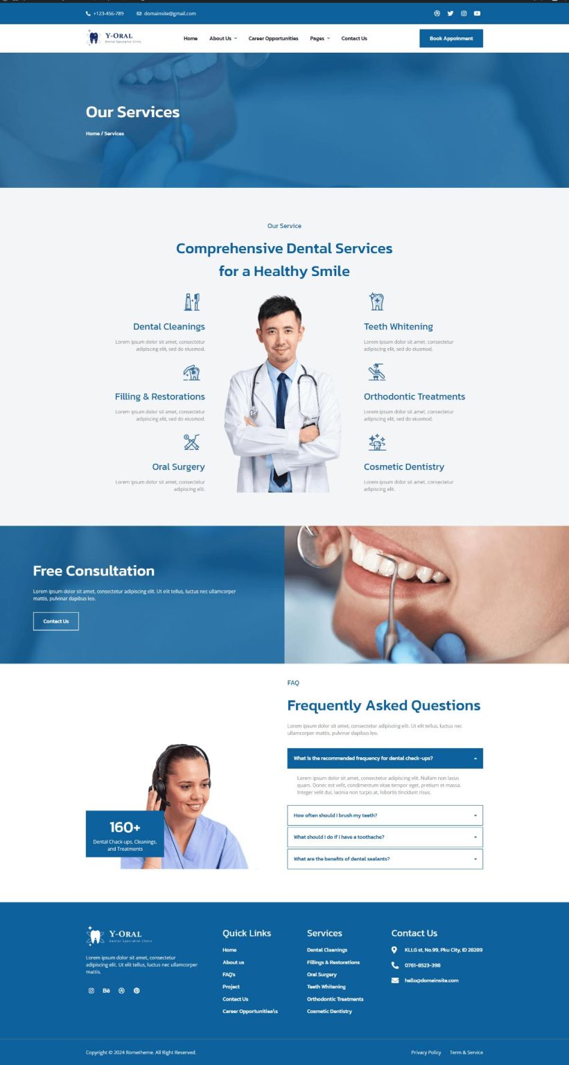 Download Y-Oral - Dentist & Dental Clinic Elementor Template Kit