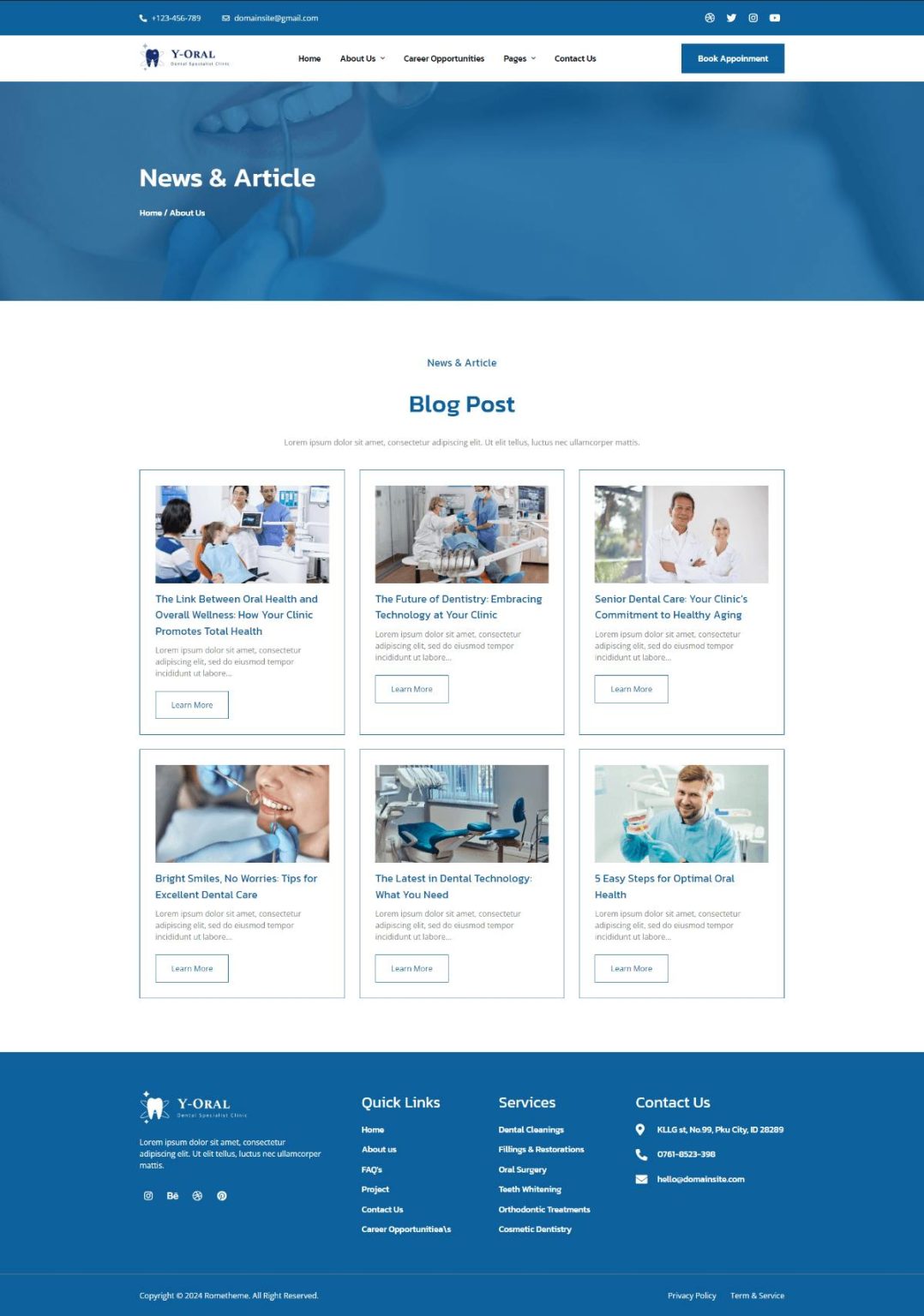 Download Y-Oral - Dentist & Dental Clinic Elementor Template Kit