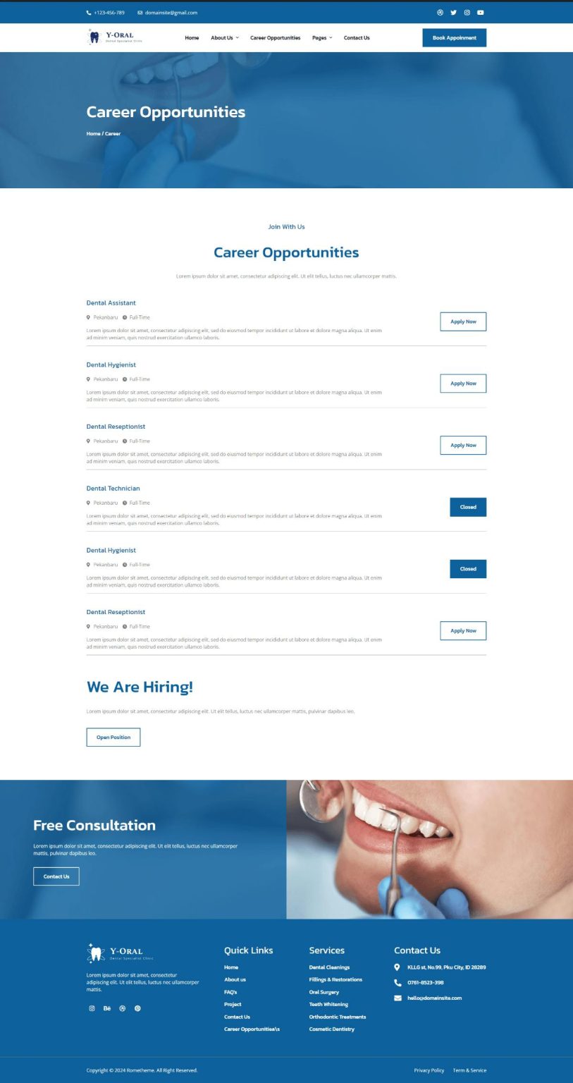 Download Y-Oral - Dentist & Dental Clinic Elementor Template Kit