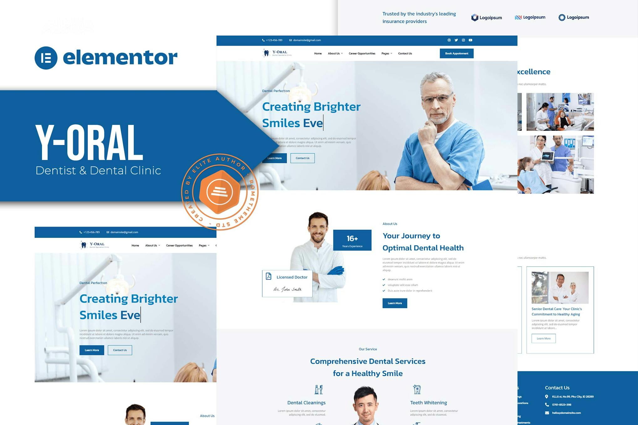 Download Y-Oral - Dentist & Dental Clinic Elementor Template Kit