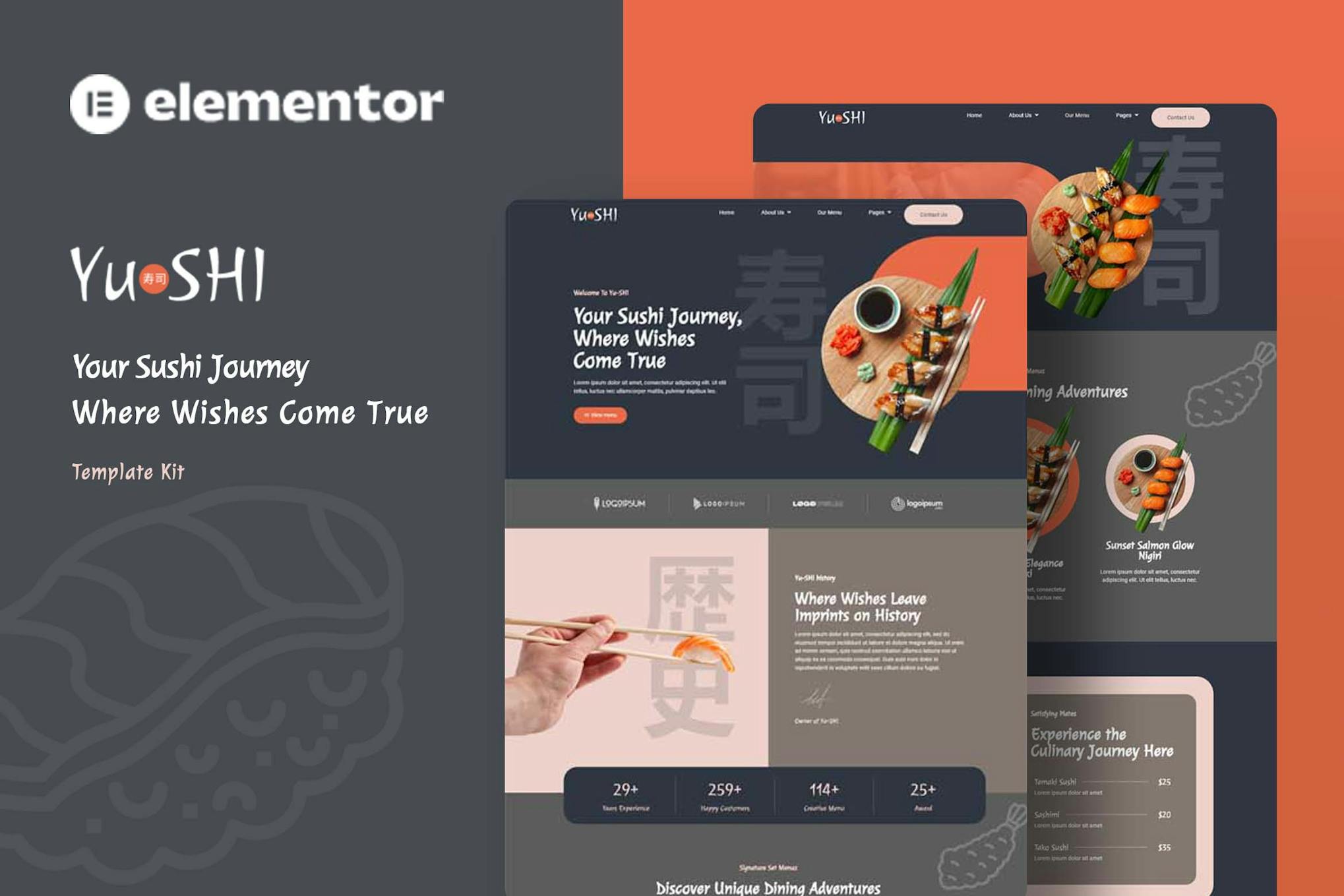 Download Yushi - Sushi Food Elementor Template Kit