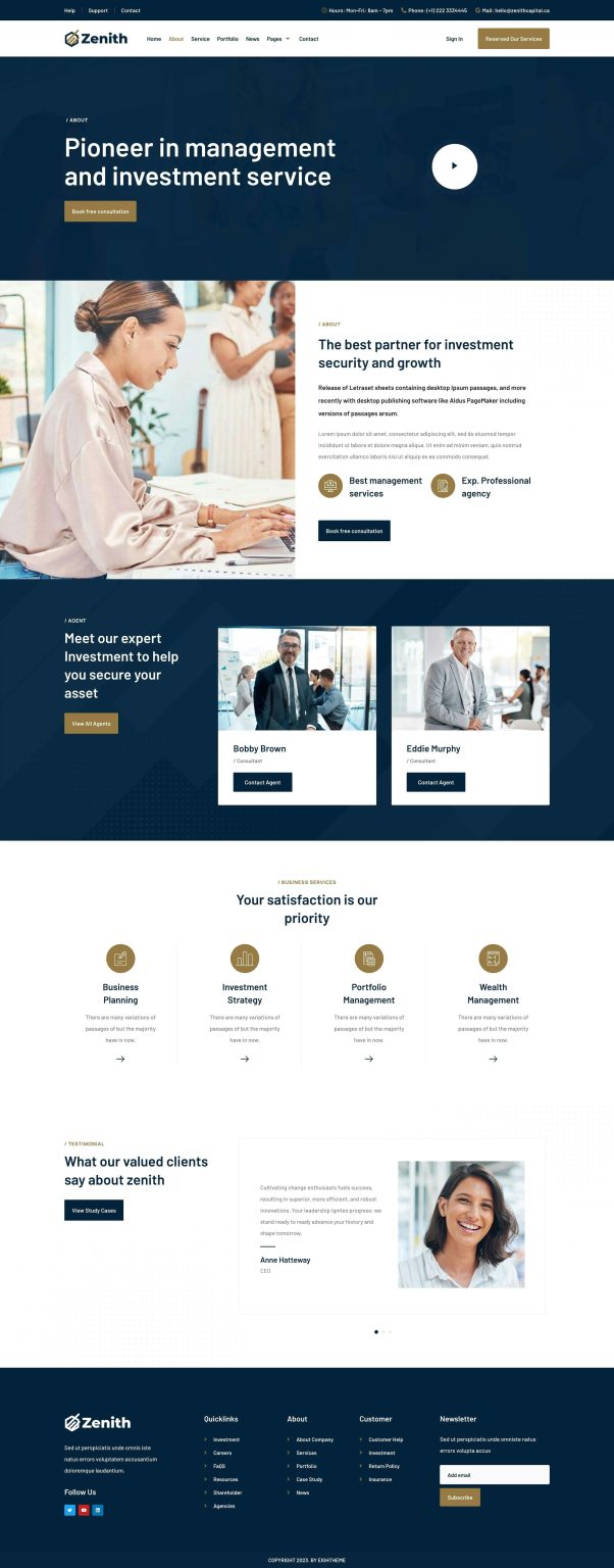 Download Zenith - Investment & Business Opportunity Elementor Template Kit