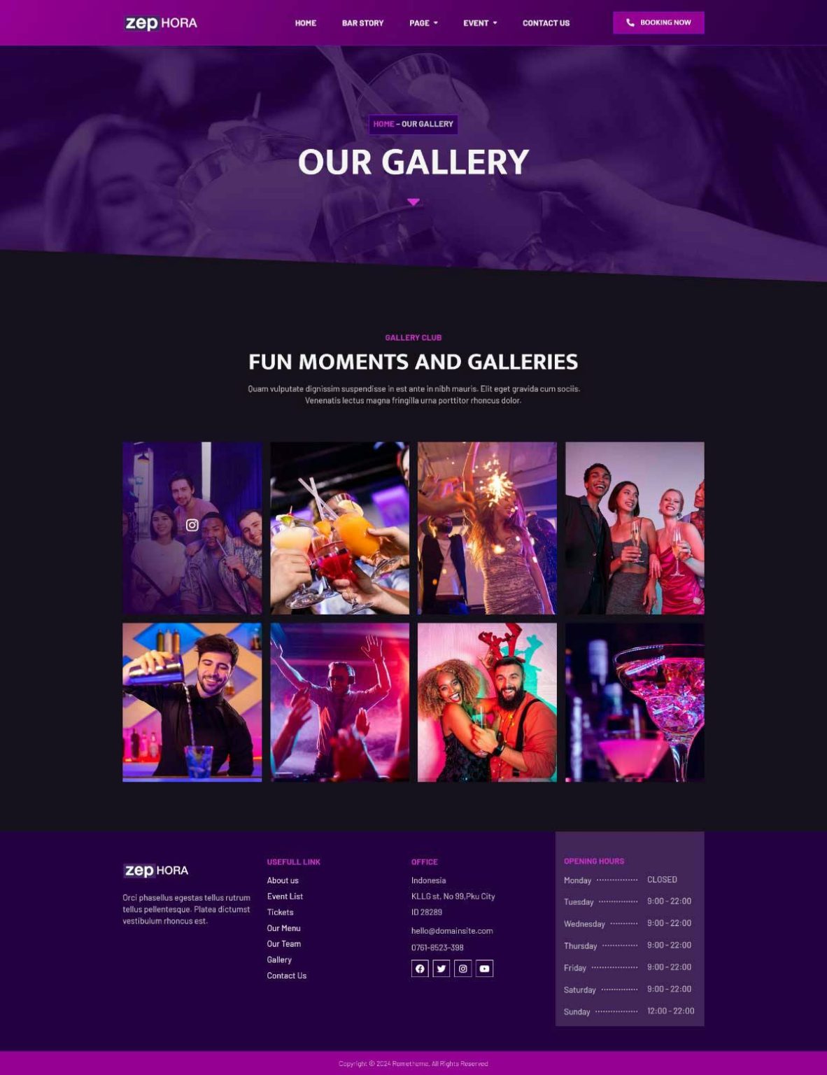 Download Zephora - Bar & Night Club Services Elementor Template Kit