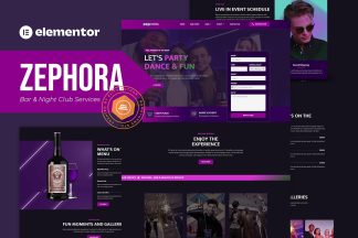 Download Zephora - Bar & Night Club Services Elementor Template Kit