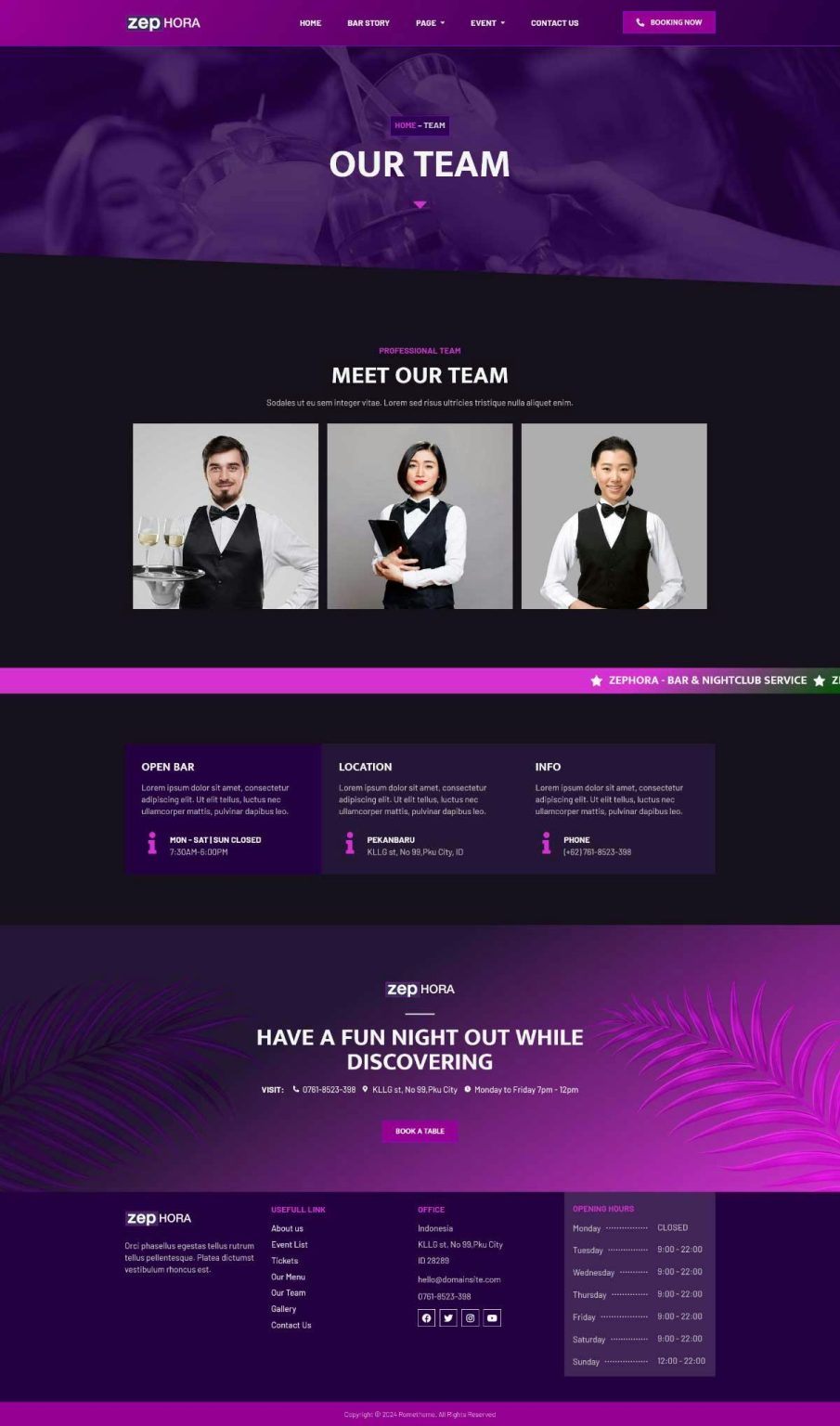 Download Zephora - Bar & Night Club Services Elementor Template Kit