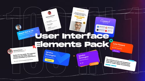 Download 100 User Interface Elements Pack After Effect Template