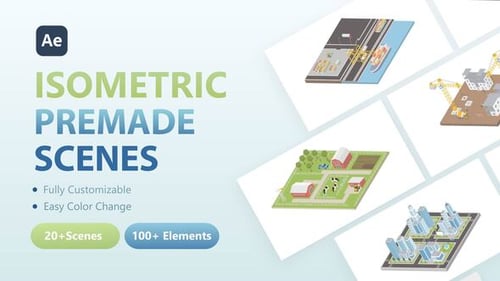 Download 3D Isometric Scenes After Effect Template