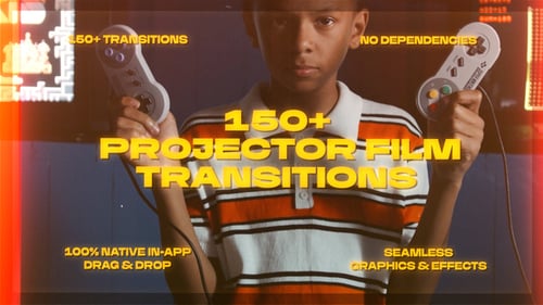 Download 3D Projector Transitions Pack for Premiere Pro: 150 Dynamic Drag-and-Drop Old Film Slide Swipes Premiere Pro Template