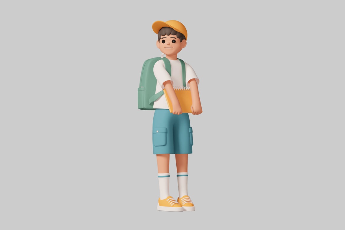 Download A boy in a yellow cap. 3D Model