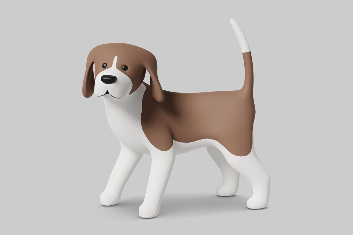 Download A brown and white cartoon dog walking. 3D Model