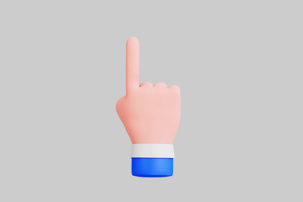 Download A cartoon hand with extended index finger 3D Model