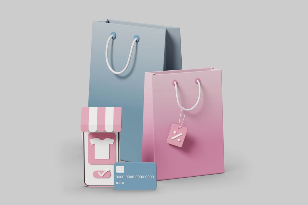 Download A collection of shopping-related items. 3D Model