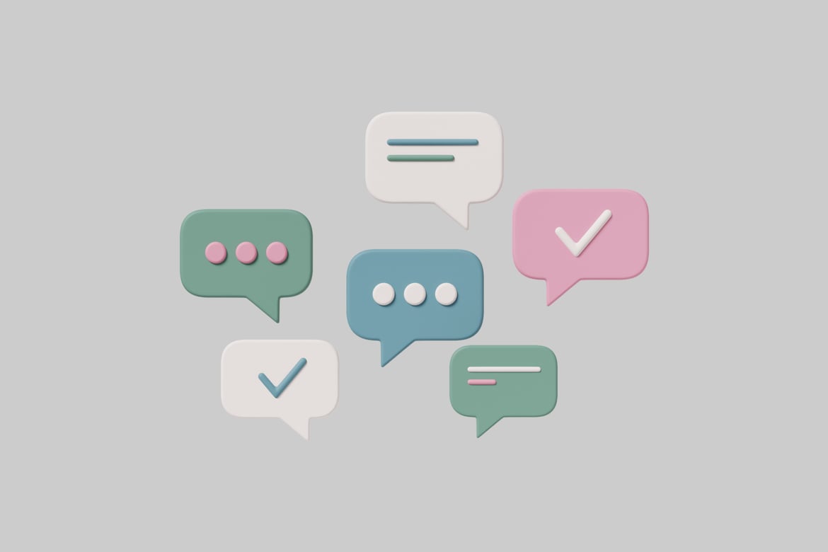 Download A collection of speech bubbles in various shapes and colors. 3D Model