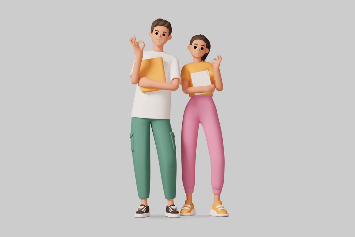 Download A couple holding items. 3D Model