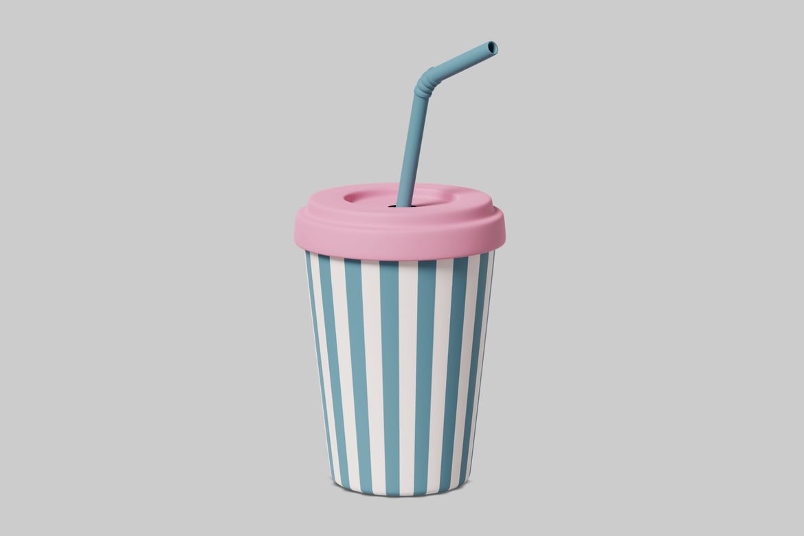 Download A cup with a straw. 3D Model