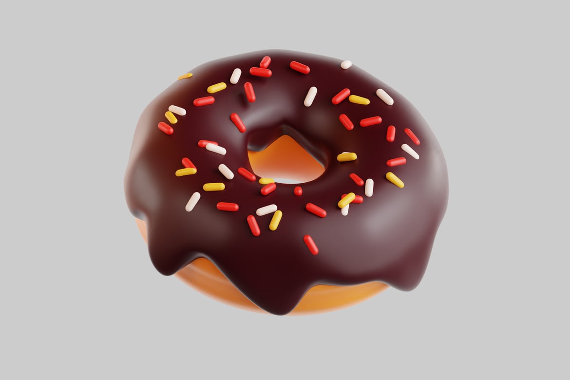 Download A donut with sprinkles. 3D Model