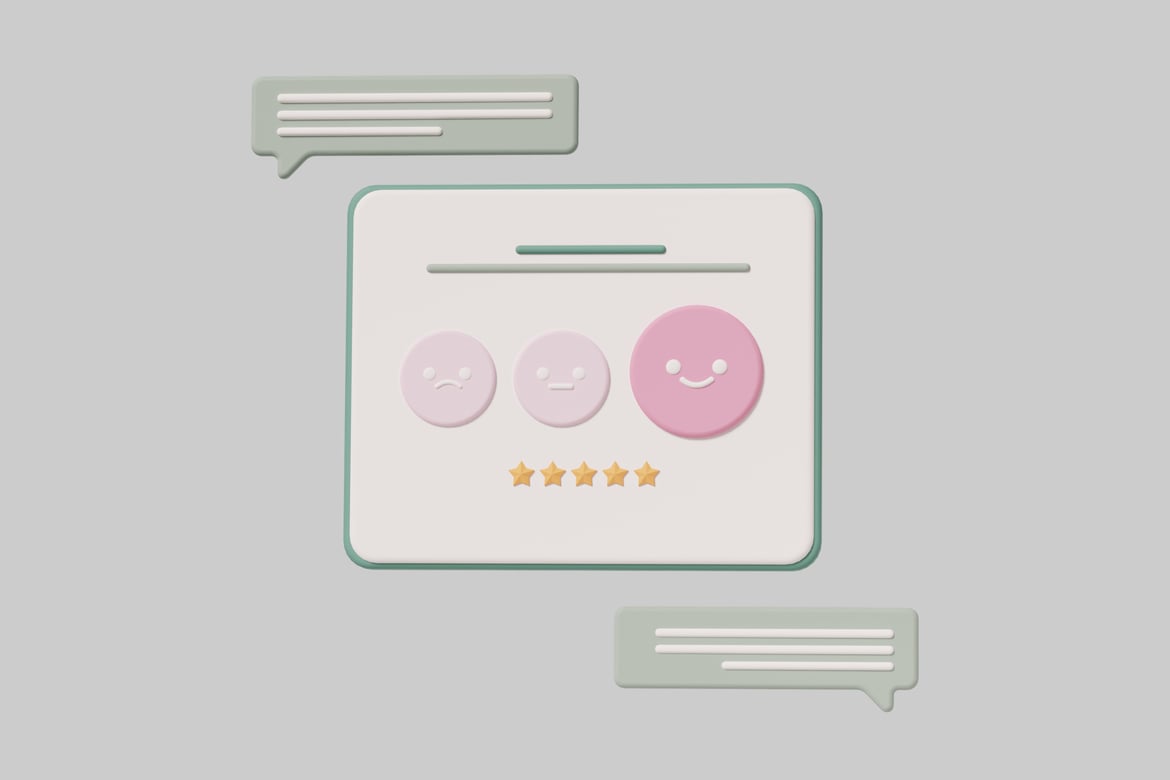 Download A graphic rating system with a smiling face, a neutral face, and a frowning face. 3D Model