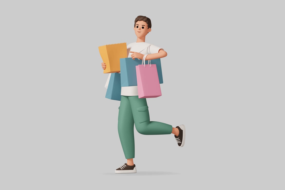 Download A man carrying shopping bags 3D Model