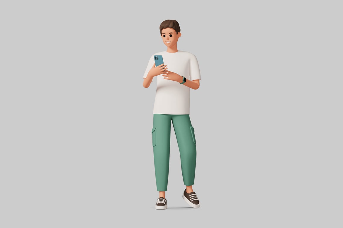 Download A man holding a cell phone. 3D Model