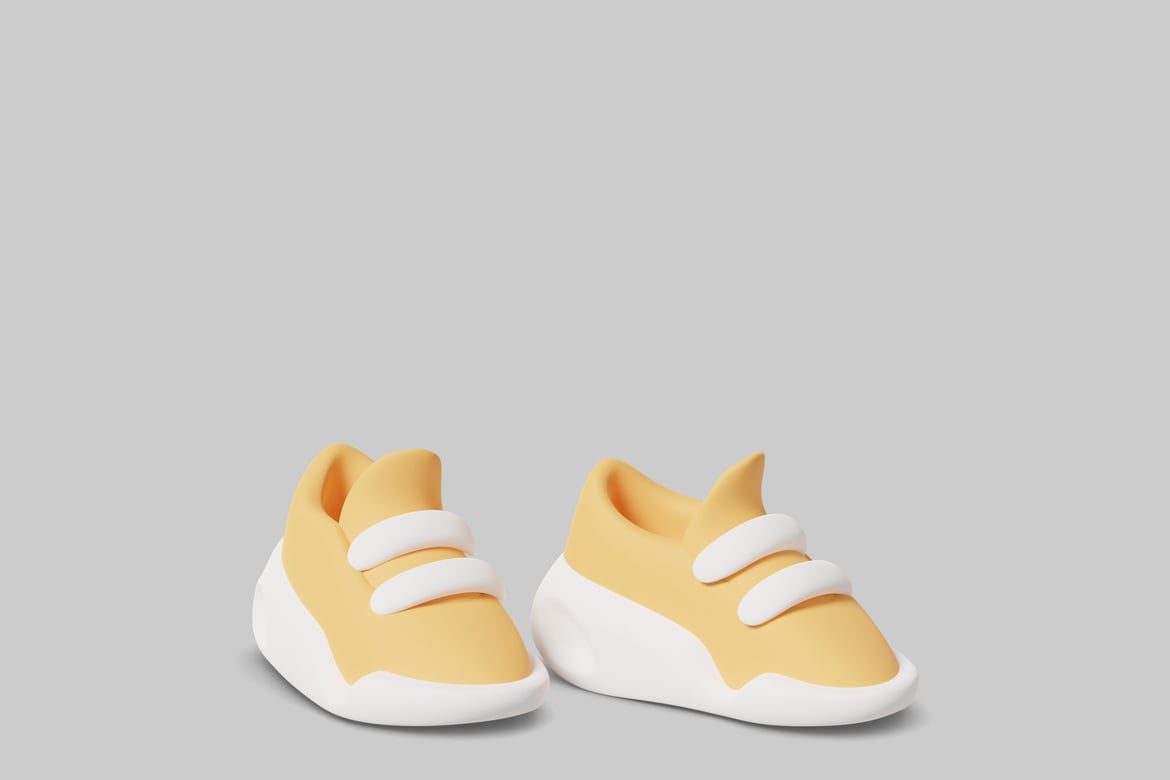 Download A pair of yellow shoes with a white strap. 3D Model