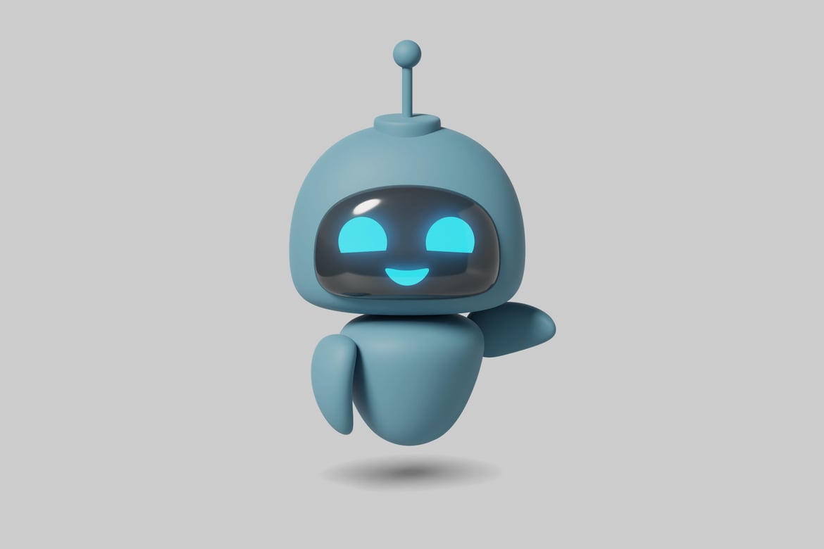 Download A small, anthropomorphic robot with a cheerful expression. 3D Model