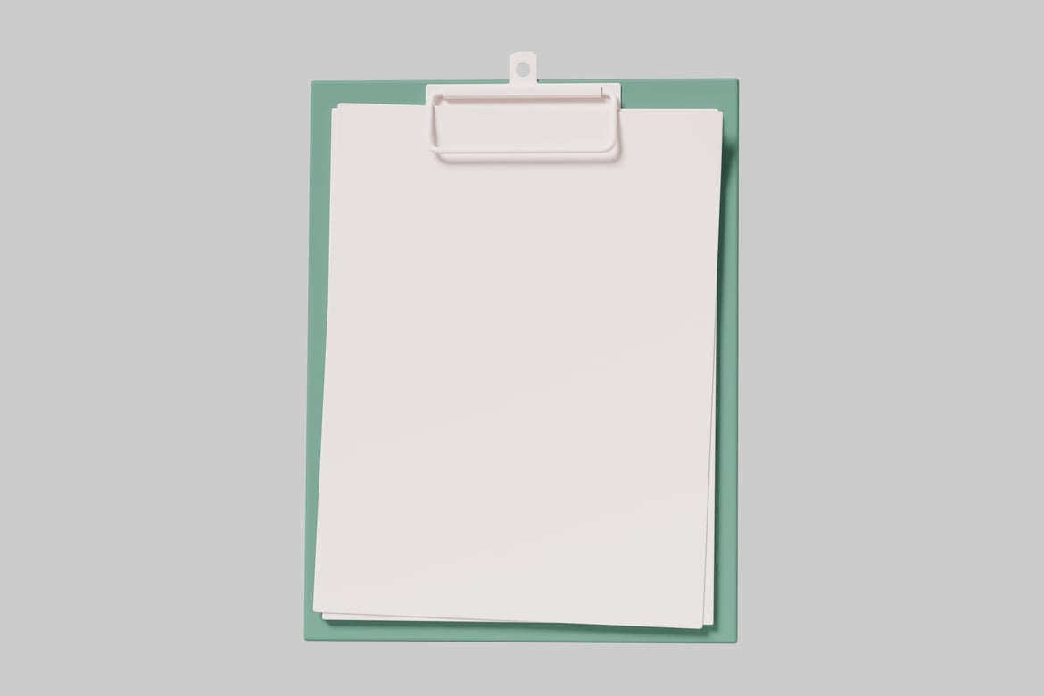 Download A stack of papers on a clipboard. 3D Model