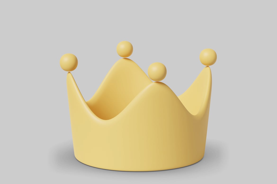 Download A stylized golden crown with four tips. 3D Model