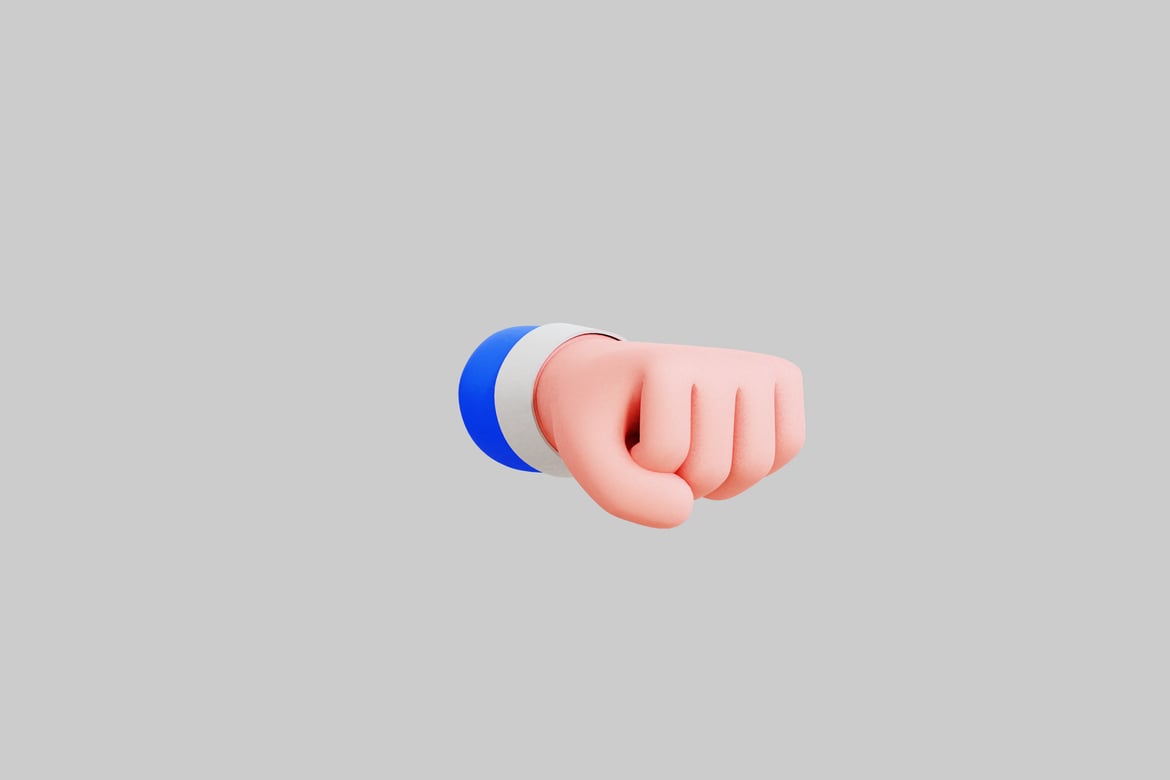 Download A stylized hand in a fist pose. 3D Model