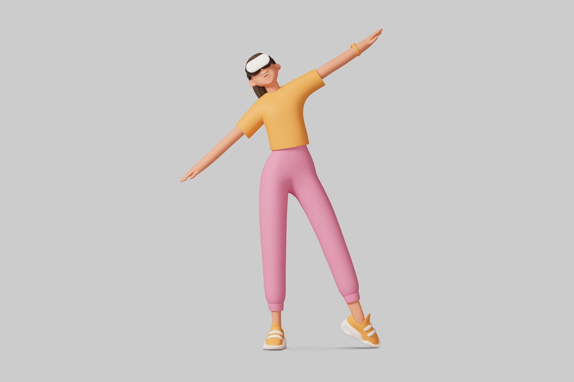 Download A woman wearing virtual reality glasses 3D Model