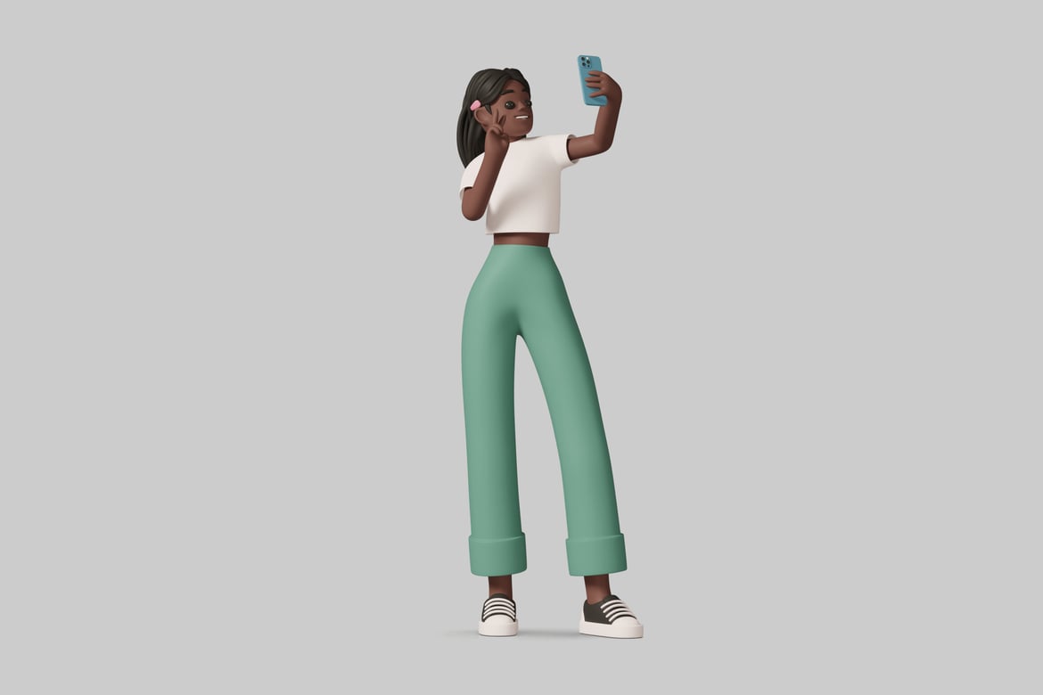 Download A young woman takes a selfie. 3D Model