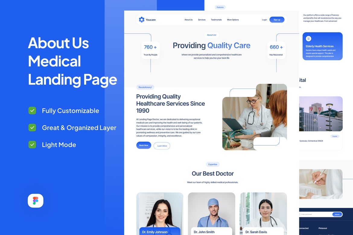 Download About Us Medical Landing Page - Youcare Figma Design