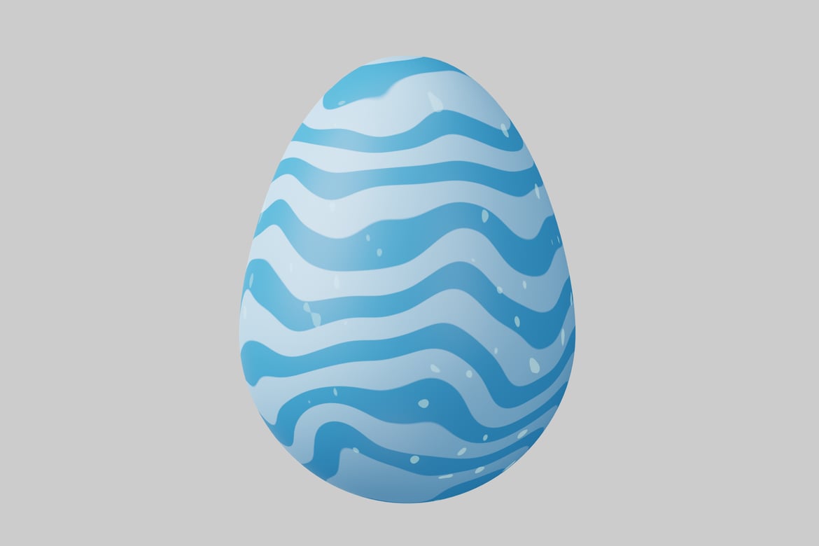 Download Abstract blue egg with wavy lines and dots 3D Model