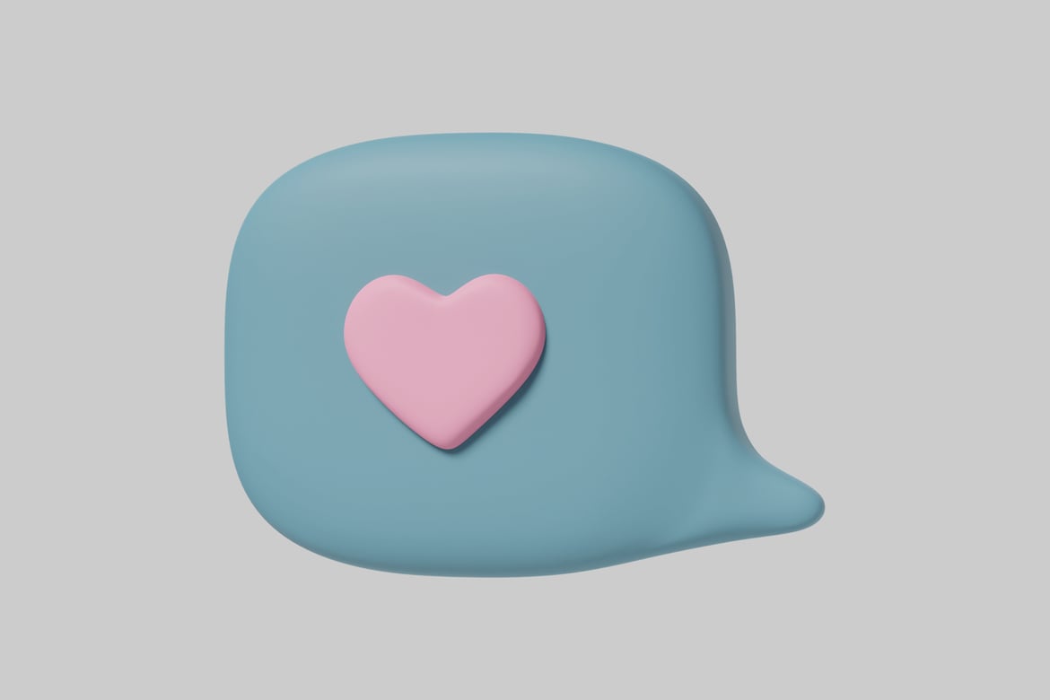 Download Abstract blue shape with pink heart 3D Model