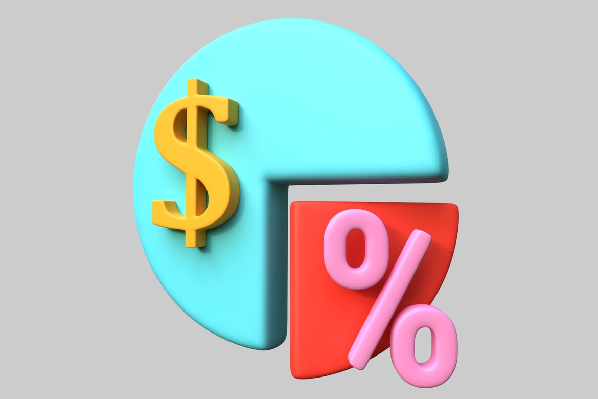 Download Abstract composition with dollar sign and percentage sign. 3D Model