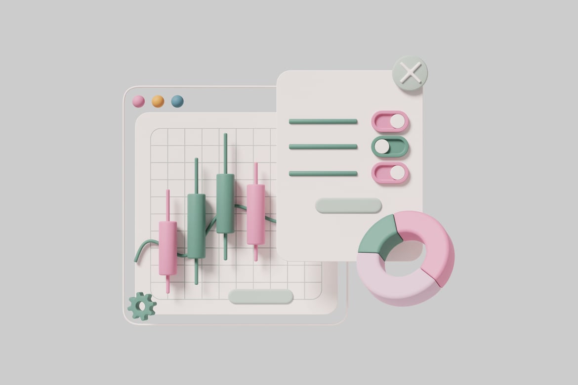 Download Abstract graphic with pink and green shapes. 3D Model